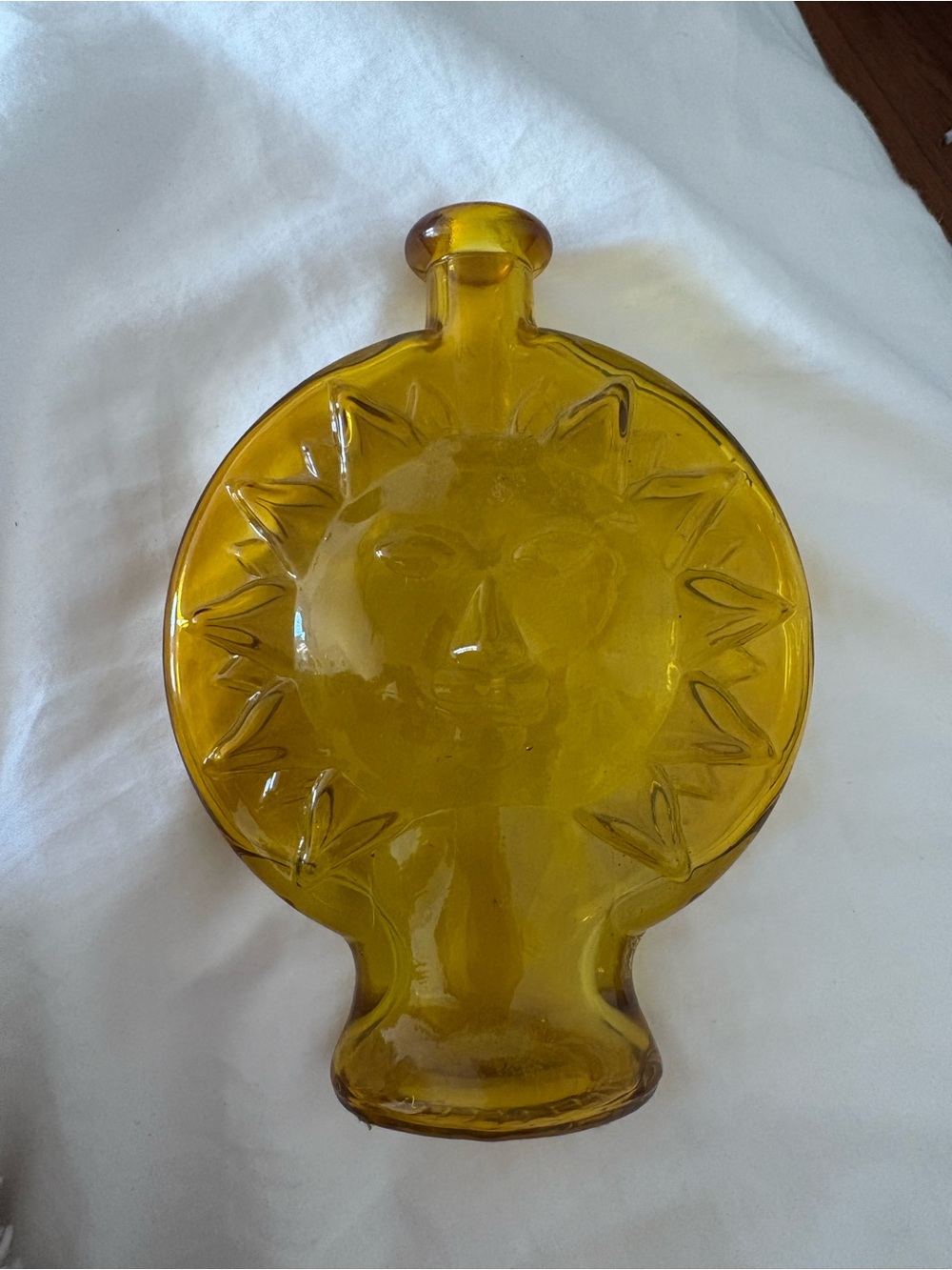 Source Unknown Amber Sunface Glass Decorative Bottle